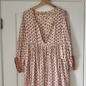 Daughters of India Kyra Coral Floral Maxi Dress